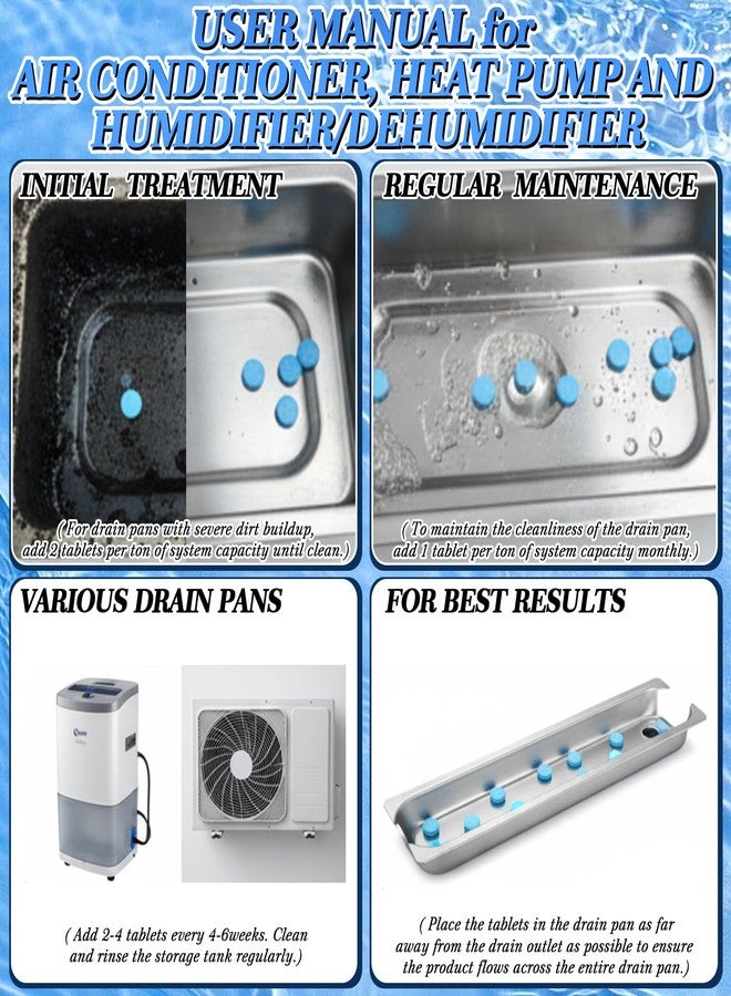 Swiffen 48 Pcs Ac Drain Pan Tablets Upgraded Drain Line Cleaner Air Conditioner Condensate Pan Tablets for Ac Units, Prevents Overflow, No Odors for HVAC Systems, Mini-splits, Dehumidifiers - Image 4